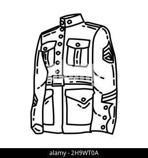 Uniforme de corps de marine fait partie des équipements militaires et de corps de marine ensemble d'icônes dessinées à la main Vector Illustration de Vecteur