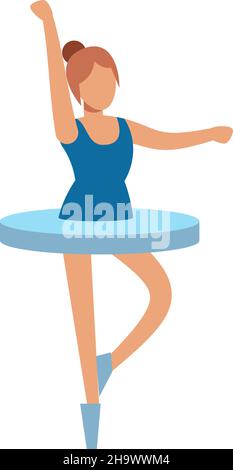 Icône de danseur de ballet.Femme dansant en jupe tutu bleue Illustration de Vecteur
