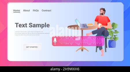 homme communiquant par messages vocaux chat audio communication sur les médias sociaux concept illustration vectorielle horizontale Illustration de Vecteur