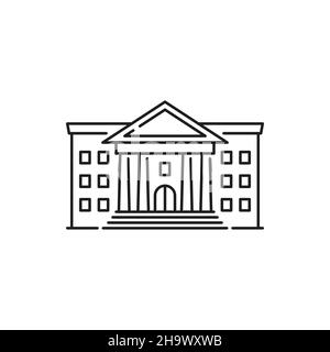 Colonnes de palais de justice isolé Cour suprême isolé ligne mince icône.Bâtiment de services juridiques Vector, façade de banque, institution gouvernementale.palais de justice bric Illustration de Vecteur