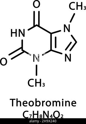Structure moléculaire de la théobromine.Formule chimique du squelette de Xanthée.Illustration du vecteur de formule moléculaire chimique Illustration de Vecteur