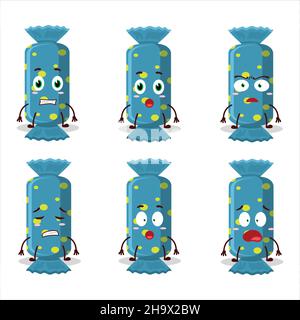 Dessin animé de personnage bleu long bonbon paquet avec expression effrayée.Illustration vectorielle Illustration de Vecteur