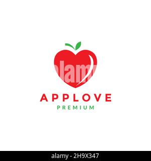 fruit frais rouge amour pomme logo symbole icône vecteur graphique design illustration idée créative Illustration de Vecteur