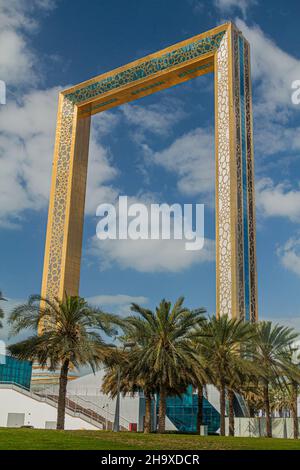 DUBAI, Émirats Arabes Unis - 18 JANVIER 2018 : vue de Dubai Frame à Dubaï, Émirats Arabes Unis Banque D'Images