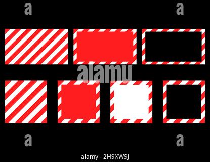 Cadre de ruban d'avertissement rouge et blanc.Mise en place d'un arrière-plan de bande d'avertissement.Illustration vectorielle du ruban danger. Illustration de Vecteur