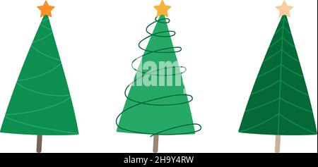 Ensemble d'icônes de Noël à motif arbre de Noël Illustration de Vecteur