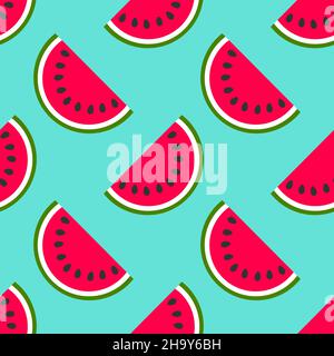 Les fruits de la pastèque tranches de motif sans couture.Illustration vectorielle. Illustration de Vecteur