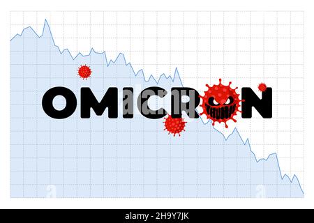 La nouvelle variante omicron du coronavirus COVID-19 s'est écrasée sur le marché boursier mondial.La propagation du virus Corona a des répercussions sur l'économie.Le programme tombe.Nouvelles commerciales et financières.Illustration vectorielle sur fond blanc Illustration de Vecteur