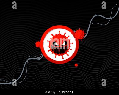 Graphique de croissance de l'infection de la nouvelle variante du coronavirus de la souche COVID-19 omicron sur fond noir.Épidémie de virus corona muté et épidémie d'infection respiratoire.Illustration du vecteur eps Illustration de Vecteur