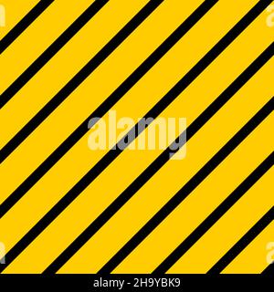 Motif d'avertissement de rayures diagonales.Texture vectorielle des rayures diagonales noires et jaunes. Illustration de Vecteur