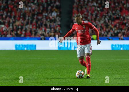 08 décembre 2021.Lisbonne, Portugal.L'avant de Benfica du Brésil Everton (7) en action pendant le match du tour 6th du Groupe E pour la Ligue des champions de l'UEFA, Benfica vs Dynamo Kiev crédit: Alexandre de Sousa/Alay Live News Banque D'Images