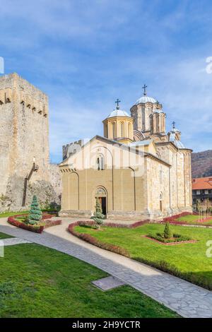 Monastère de Manasija également connu sous le nom de Resava.Monastère orthodoxe serbe médiéval, église est dédiée à la Sainte Trinité.Dotation du despot Stefan Laza Banque D'Images