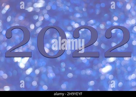 Veri Peri couleur de l'année 2022 et date 2022 sur Veri Peri couleur à la mode avec beau bokeh.Couleur tendance 2022, Pantone.Backgrou tendance pour les fêtes Banque D'Images