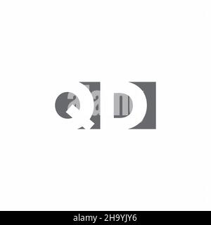 Monogramme avec logo QD avec modèle de conception de type espace négatif isolé sur fond blanc Illustration de Vecteur