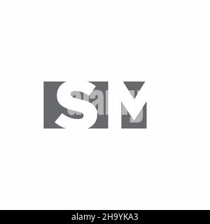 SM logo monogramme avec modèle de style espace négatif isolé sur fond blanc Illustration de Vecteur