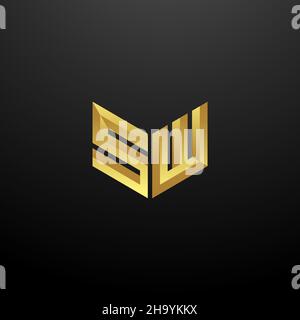 Logo SW Monogram lettre initiales modèle de conception avec fond doré et noir icône vectorielle moderne Illustration de Vecteur
