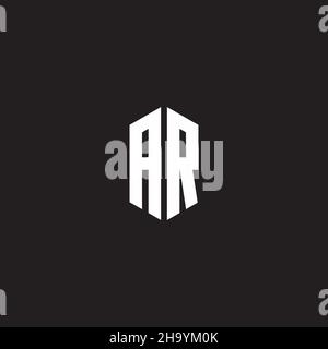 AR logo monogramme avec modèle de forme hexagonale isolé sur fond noir Illustration de Vecteur