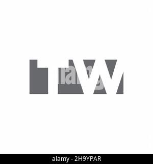 Monogramme TW logo avec modèle de conception de type espace négatif isolé sur fond blanc Illustration de Vecteur