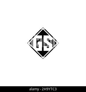 Logo monogramme avec forme carrée en losange isolée sur fond noir et blanc Illustration de Vecteur