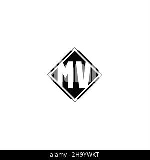 Logo monogramme avec forme carrée en losange isolée sur fond noir et blanc Illustration de Vecteur