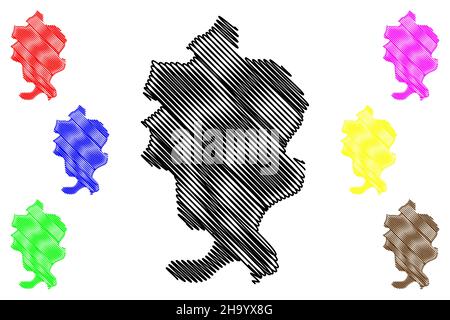District de Kamle (État de l'Arunachal Pradesh, République de l'Inde) carte illustration vectorielle, scribble sketch carte de Khamle Illustration de Vecteur