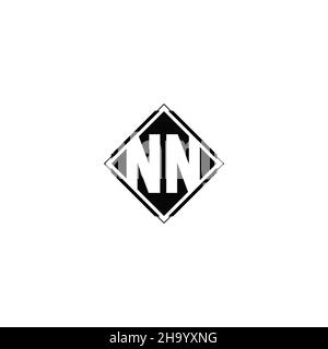Logo monogramme avec forme carrée en losange isolée sur fond noir et blanc Illustration de Vecteur