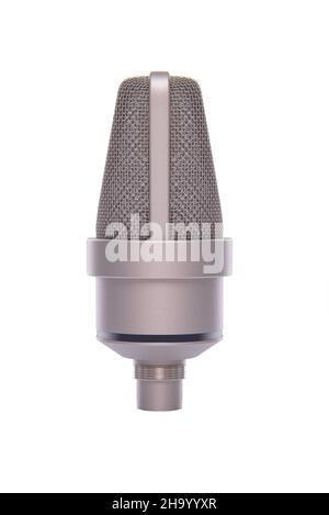 Microphone à condensateur professionnel isolé sur fond blanc. Banque D'Images
