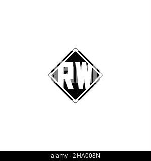 Logo monogramme avec forme carrée en losange isolée sur fond noir et blanc Illustration de Vecteur