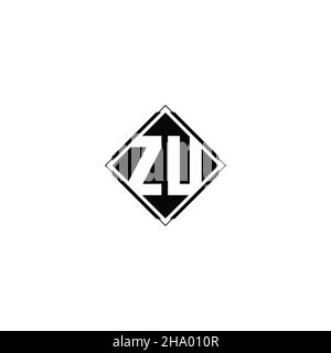 Logo monogramme avec forme carrée en losange isolée sur fond noir et blanc Illustration de Vecteur