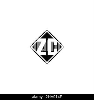 Logo monogramme avec forme carrée en losange isolée sur fond noir et blanc Illustration de Vecteur