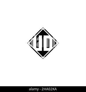 Logo monogramme avec forme carrée en losange isolée sur fond noir et blanc Illustration de Vecteur