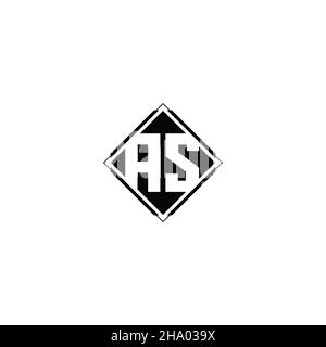 Logo monogramme avec forme carrée en losange isolée sur fond noir et blanc Illustration de Vecteur