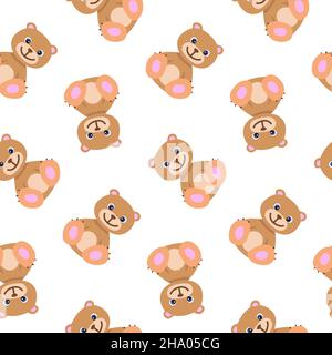 Motif sans couture avec adorable ours en peluche marron dans des couleurs pastel. Illustration bébé. Imprimé dessins animés pour enfants. Parfait pour les vêtements pour enfants, le textile Illustration de Vecteur