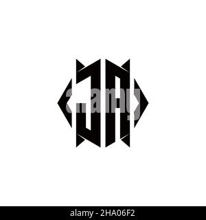 JA logo monogramme avec forme de bouclier conceptions modèle vecteur icône moderne Illustration de Vecteur