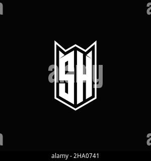 SH logo monogramme avec forme de bouclier dessins modèle vecteur icône moderne Illustration de Vecteur