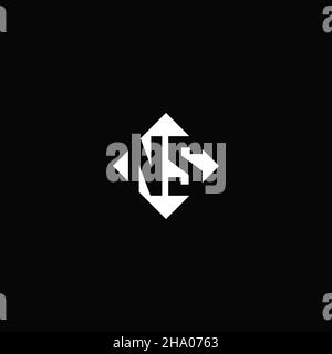 Logo monogramme avec forme carrée en losange isolée sur fond noir Illustration de Vecteur