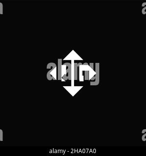 Logo monogramme avec forme carrée en losange isolée sur fond noir Illustration de Vecteur