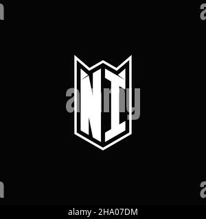 LOGO NI monogramme avec forme de bouclier conceptions modèle vectoriel icône moderne Illustration de Vecteur