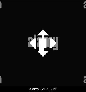 Logo monogramme avec forme carrée en losange isolée sur fond noir Illustration de Vecteur