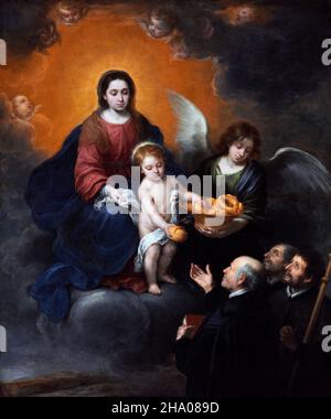 Murillo.Le bébé Christ distribuant du pain aux pèlerins par l'artiste espagnol Bartolomé Estebán Murillo (1617-1682), huile sur toile, 1678 Banque D'Images