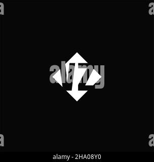 Logo monogramme avec forme carrée en losange isolée sur fond noir Illustration de Vecteur
