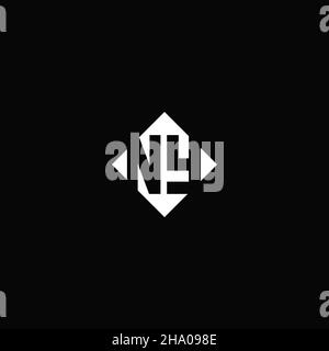 Logo monogramme avec forme carrée en losange isolée sur fond noir Illustration de Vecteur
