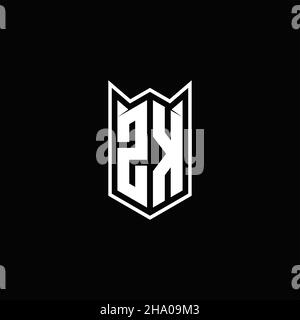 Logo ZK monogramme avec forme de bouclier conceptions modèle vecteur icône moderne Illustration de Vecteur