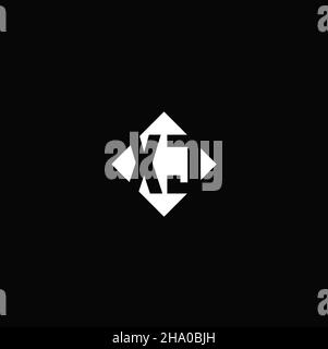 Logo monogramme avec forme carrée en losange isolée sur fond noir Illustration de Vecteur