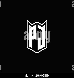 Logo PJ monogramme avec forme de bouclier conceptions modèle vecteur icône moderne Illustration de Vecteur