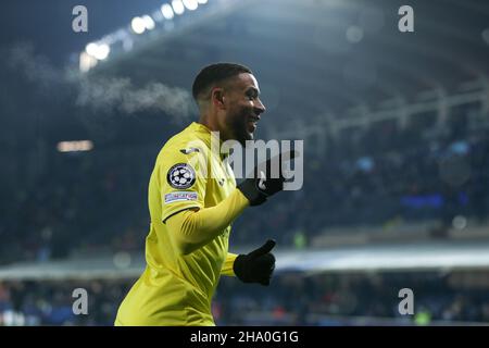Gewiss Stadium, Bergame, Italie, 09 décembre 2021,Arnaut Danjuma (Villarreal CF) célèbre après avoir marquant le premier but de son camp lors du match de football Atalanta BC contre Villarreal - UEFA Champions League Banque D'Images