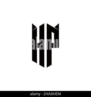 Logo HP monogramme avec forme de bouclier modèles vector icône moderne Illustration de Vecteur