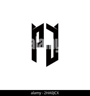 Logo PJ monogramme avec forme de bouclier conceptions modèle vecteur icône moderne Illustration de Vecteur