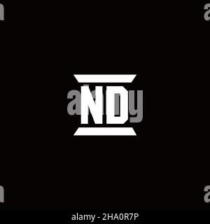 ND logo lettre initiale monogramme avec modèle de forme de pilier isolé sur fond noir Illustration de Vecteur