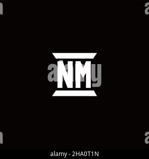LOGO NM lettre initiale monogramme avec modèle de forme de pilier isolé sur fond noir Illustration de Vecteur